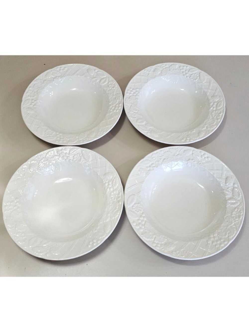 4 Mikasa English Countryside Soup Bowls 9" white embossed dishwasher microwave s - Picture 8 of 9